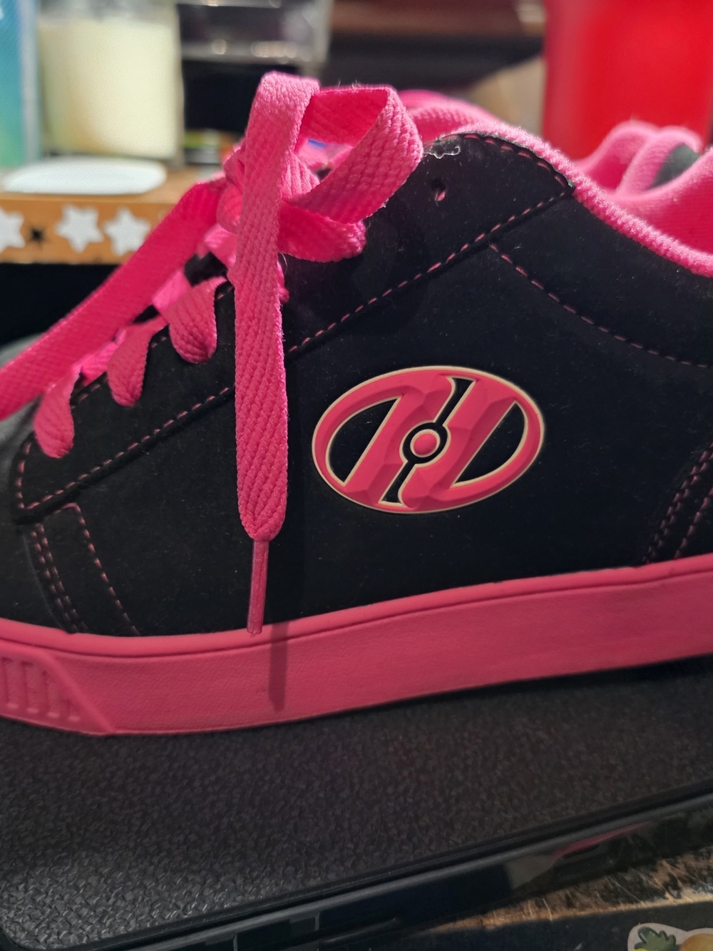 Heelys Black Sneaker with Bright Pink Accents